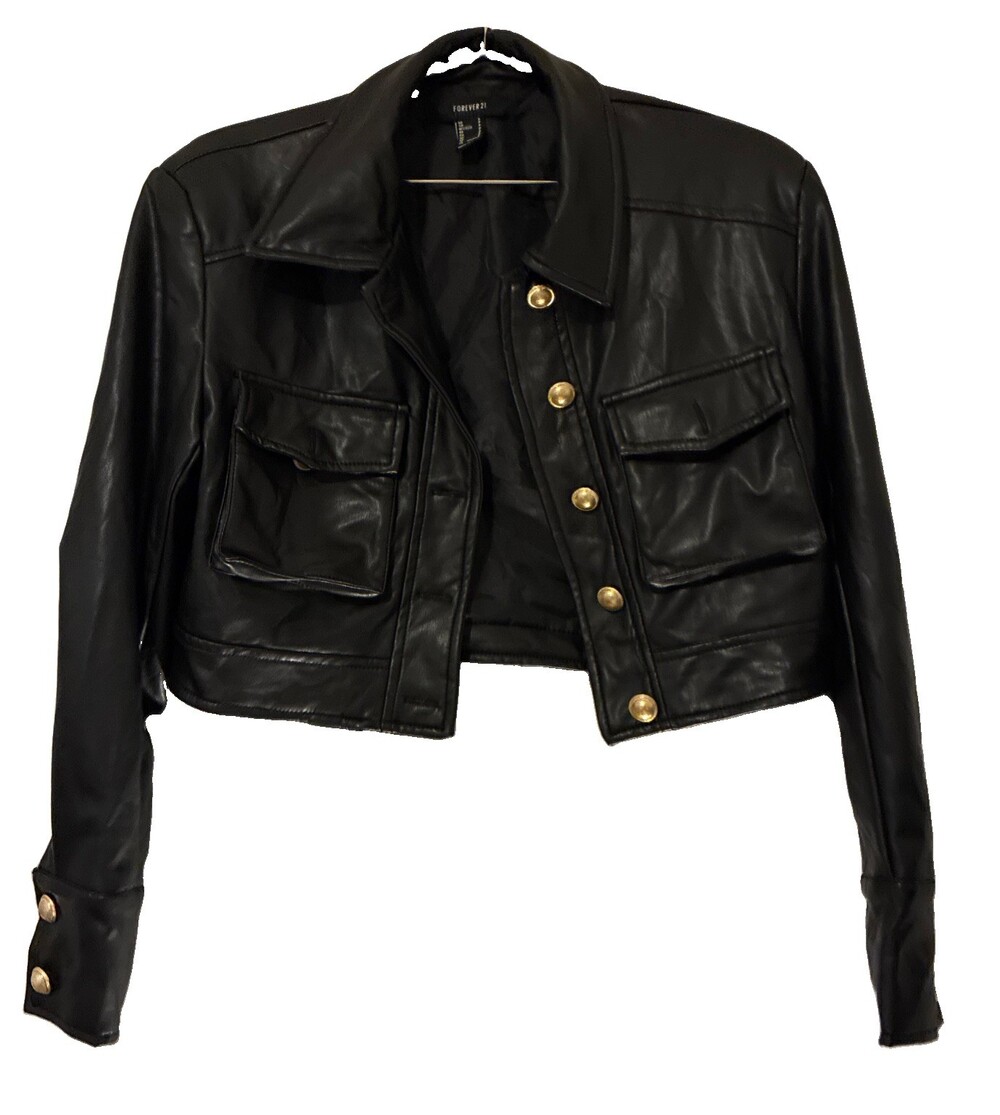 Forever 21 Black Leather Jacket Size s